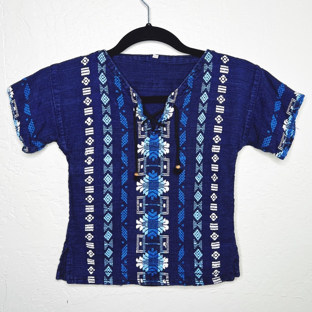 Kids Guayabera blue + white (size 4t/5t)
